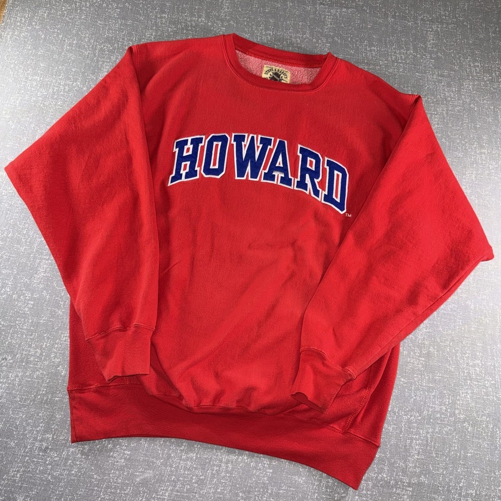 Howard Bison Sweatshirt Mens XL Red NCAA Steve & Barry's Crewneck Pullover